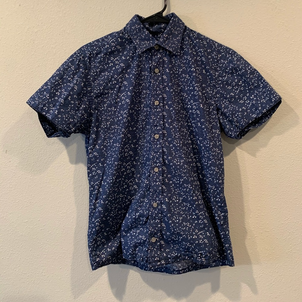 James Campbell Dress Shirt Short Sleeve Dark Blue